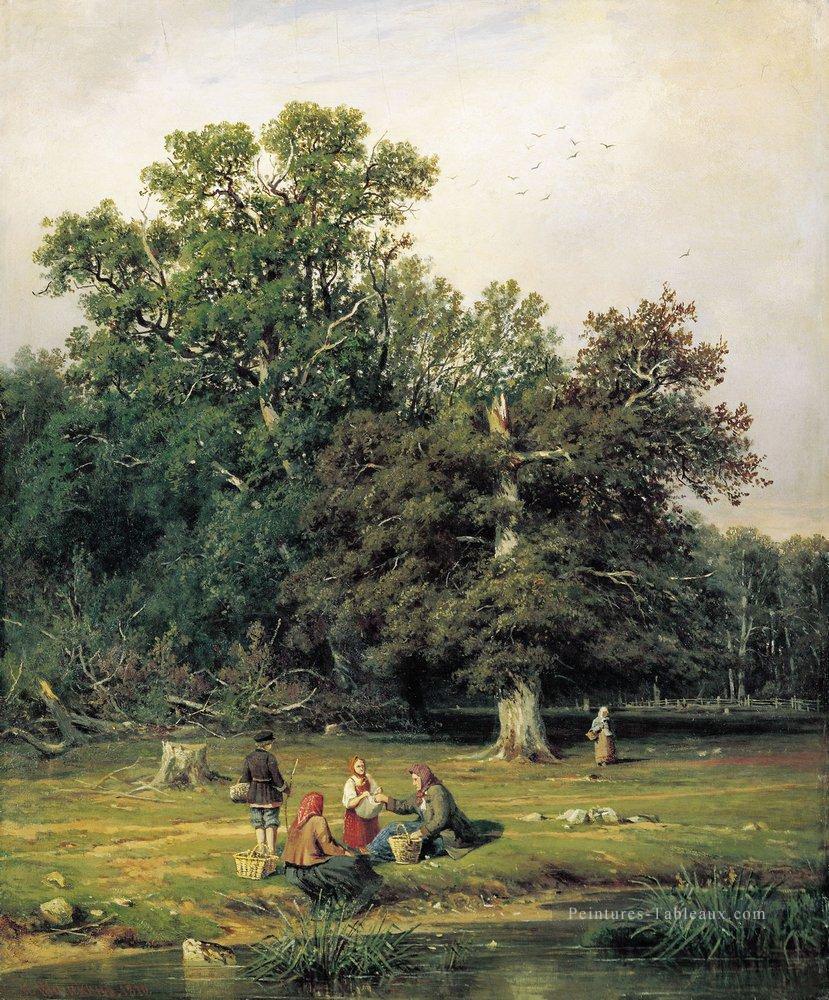 cueillette champignons 1870 paysage classique Ivan Ivanovitch Peintures à l'huile